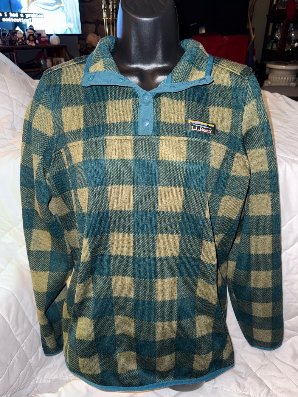 L.L.Bean Printed Fleece Pullover Sweater